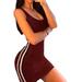 Women Sexy Dress Side Stripe Sling Low Chest Backless Hip Dress Bodycon Dress