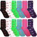 12 Pairs of Womens Casual Crew Socks, Cotton Colorful Fun Patterns, Women Solid Dress Sock (12 Pairs Anchor Print)
