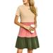 UKAP S-XL Women Crewneck T Shirt Dress Simple Fashion Contrast Color Tunic Midi Dress Knee Length Pink S(US 2-4)