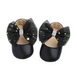 Baby Girl Princess Dress Shoes Soft Sole Bowknot Mary Jane Flats Non-Slip Infant Prewalkers with Star Sequins