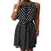 Womens Halter Neck Midi Dress Polka Dot Ruffle Boho Swing Party Summer Midi Dresses