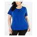 CALVIN KLEIN Womens Blue Short Sleeve Wear To Work Top Size 1X