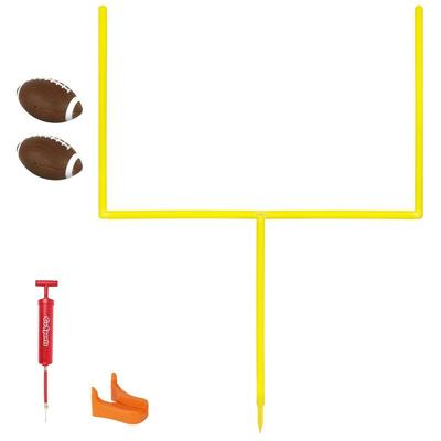 GoSports PRO Kick Challenge Field Goal Post Set with 2 Footballs and Kicking Tee