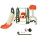 Costway 6 in 1 Toddler Slide and Swing Set with Ball Games-Orange