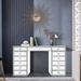 Everly Quinn Hollywood Vanity Set w/ Mirror Wood in Gray | 31.5 H x 50 W x 22 D in | Wayfair 0D03A17202134C56886B4BCBFD9DFC21