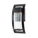 Ivy Bronx Imperial Black 12" H Integrated LED Seeded Glass Outdoor Wall Lantern Glass/Metal/Steel in Black/Gray | 12 H x 5 W x 3.88 D in | Wayfair