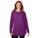 Plus Size Women's Perfect Long-Sleeve Crewneck Tunic by Woman Within in Plum Purple (Size 34/36)