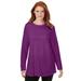 Plus Size Women's Perfect Long-Sleeve Crewneck Tunic by Woman Within in Plum Purple (Size 42/44)
