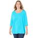 Plus Size Women's Active Slub Scoopneck Tee by Catherines in Scuba Blue (Size 3X)