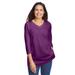Plus Size Women's Perfect Three-Quarter Sleeve V-Neck Tee by Woman Within in Plum Purple (Size 6X) Shirt