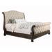 Eastern King Bed with Sleigh Headboard and Footboard, Brown and Beige