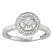 HDI 0.10CTTW Sterling Silver Diamond Halo Ring