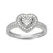 HDI 0.10CTTW Sterling Silver Diamond Heart Halo Ring