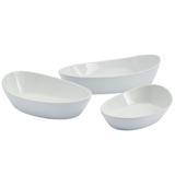 Denmark 3-piece White Ceramic Oval Nesting Bowls Set