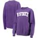 Women's Pressbox Purple Kansas State Wildcats Comfy Cord Vintage Wash Basic Arch Pullover Sweatshirt