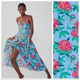 Zara Dresses | New Zara Floral Print Midi Dress Blue Red Size S | Color: Blue/Red | Size: S