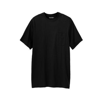 Men's Big & Tall Shrink-Less™ Lightweight Longer-Length Crewneck Pocket T-Shirt by KingSize in Black (Size 10XL)