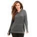 Plus Size Women's Thermal Hoodie Sweater by Roaman's in Medium Heather Grey (Size 38/40)