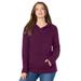 Plus Size Women's Thermal Hoodie Sweater by Roaman's in Dark Berry (Size 38/40)