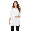 Plus Size Women's Perfect Long-Sleeve Crewneck Tunic by Woman Within in White (Size 14/16)