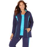 Plus Size Women's Glam French Terry Active Jacket by Catherines in Navy Scuba Blue (Size 4X)