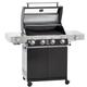 RÖSLE Gasgrill BBQ-Station VIDERO G4-S Schwarz, Grill mit 4 Edelstahlbrennern, extra Primezone und Seitenbrenner, klappbare Seitentische, VARIO+, pulverbeschichteter Stahl