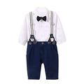 Baby Boys Bodysuits+Bib Pants Gentleman Newborn Bowtie Dinosaur Shirt Denim Trousers Outfit White&Denim 9-12 Months/80