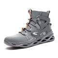 COMFOX Safety Shoes High Top Steel Toe Trainers Lightweight Breathable Work Shoes Sneakers for Protection Anti Slip Boots for Men Women UK12 Grey