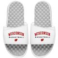 Men's ISlide White Wisconsin Badgers Basketball Wordmark Slide Sandals
