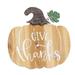 Give Thanks Engraved Wooden Pumpkin Sign w/Easel Back - 14" high by 13.75" wide.