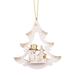 3.5" Gold White Tree With A Snowman Christian Ulbricht Ornament