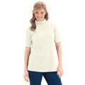 Plus Size Women's Ribbed Short Sleeve Turtleneck by Woman Within in Ivory (Size L) Shirt