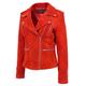 Womens Genuine RED Suede Biker Jacket Girls Trendy Fitted Designer - Rusty (14)