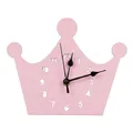 Horloge couronne de princesse rose pour enfants décoration murale silencieuse Design moderne 3D