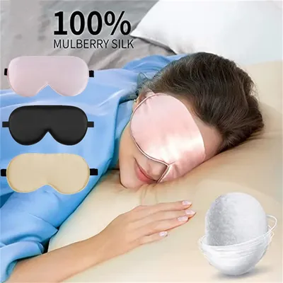 Masque de sommeil 100% naturel en soie de mûrier 19 couverture d'ombre de sommeil lisse et douce