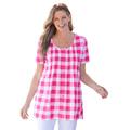 Plus Size Women's A-Line Knit Tunic by Woman Within in Raspberry Sorbet Buffalo Plaid (Size 2X)