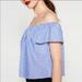 Zara Tops | -Nwt- Zara Blue And White Off Shoulder Top | Color: Blue/White | Size: M