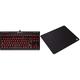 Corsair K63 Mechanische Gaming Tastatur (Cherry MX red: Leichtgängig und Schnell, Rot LED Beleuchtung, Kompakt, Qwertz) schwarz & MM100 Gaming Mauspad (Medium, Tuchfläche) schwarz