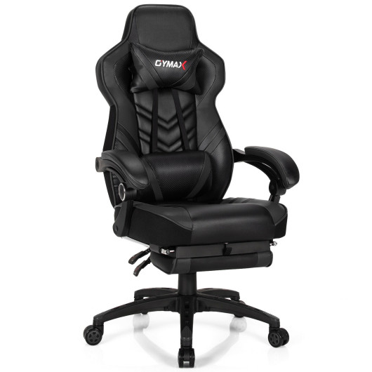 Costway Adjustable Gaming Chair with Footrest and Lumbar Cushion for Office-Black