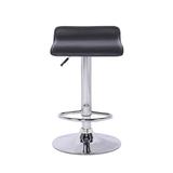 Stool With Adjustable Height, Pu Upholstered And Stainless Steel Base, Set Of 4 - Black