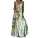 Womens Butterfly Printed Sleeveless Tank Vest Maxi Dress Holiday Sundress