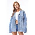 MANTAR Women's Denim Jacket Ladies long Sleeve Button up Jacket