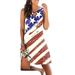 Sexy Dance Women Summer Sleeveless Casual Shirts Dresses American Flag Print Loose Comfy Swing Sundress Holiday Party Kaftan Baggy Dresses