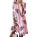 MANTAR Women's Plus Size Boho Mini Dresses Ladies Loose Casual Summer Beach Dress 3/18 Sleeve Party Sundress