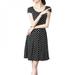 Sonbest Fashion Summer Dress V-neck Short-sleeve Dress Polka Dot Dress Ladies Sundress Black M