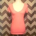 American Eagle Outfitters Tops | American Eagle Heathered Deep V-Neck Tshirt | Color: Pink | Size: M