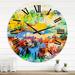 East Urban Home Abstract Art Multicolored Bright Texture I - Modern wall clock Metal | 16 H x 16 W x 1 D in | Wayfair