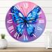 East Urban Home Vintage Butterfly I - Modern wall clock Metal in Blue | 16 H x 16 W x 1 D in | Wayfair 5BA44A67B03A4CC38AD78CE95287B0AD