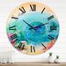 East Urban Home Turquoise Ocean Spiral w/ Coral Reef Fishes - Nautical & Coastal wall clock Metal in Blue | 29 H x 29 W x 1 D in | Wayfair
