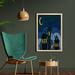 East Urban Home Old Town w/ Cat on the Ro of Night Sky Moon & Stars Houses Cartoon - Picture Frame Painting Print on Fabric Fabric in Green | Wayfair